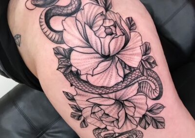 Flowers and snake